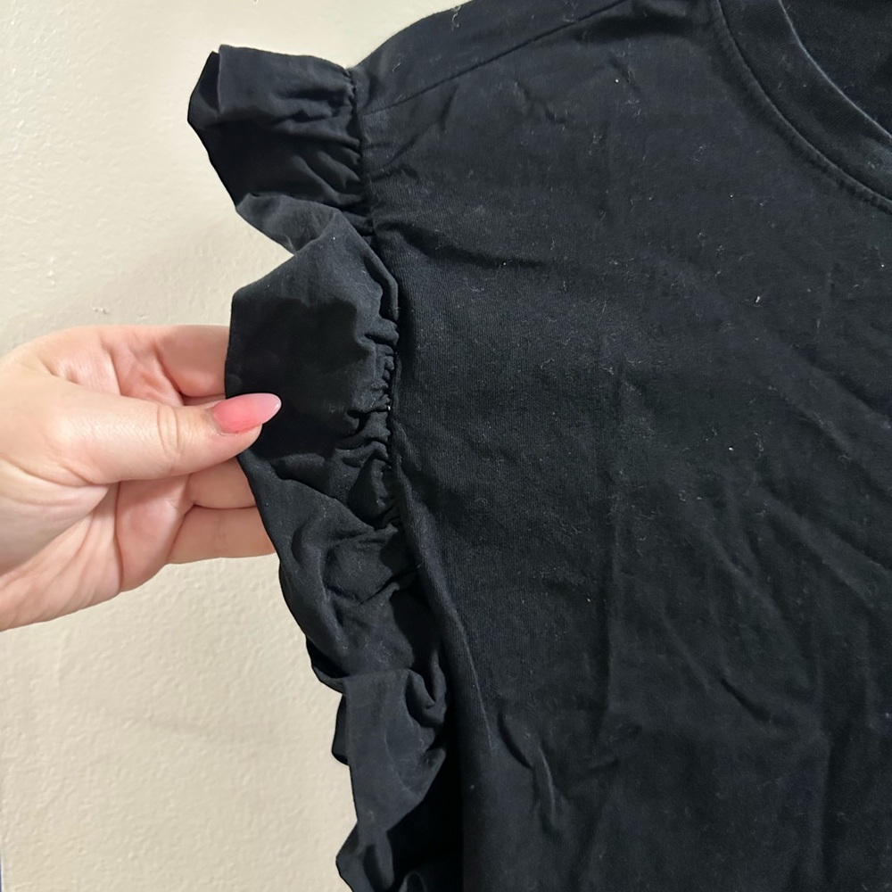 Black Zara Ruffled Sleeve Top - Picture 2 of 5